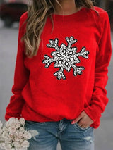 Christmas Creative Letters Printed Crew Neck Sweatshirt-Red-7