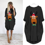 Christmas print sweater dress-Black-4