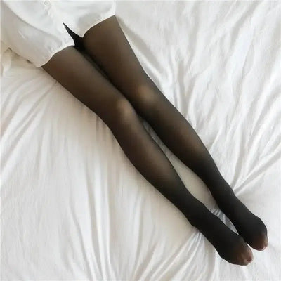 Fleece Lined Tights for Dark Skin-Black skin with feet-11