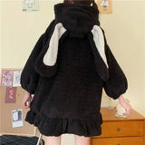 Cute Ears Hooded Padded Lamb Wool Coat-5