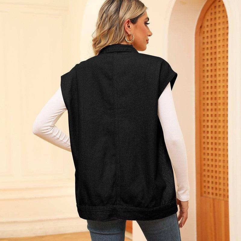 Chic Denim Vests for Women – Stylish & Versatile-Black-3