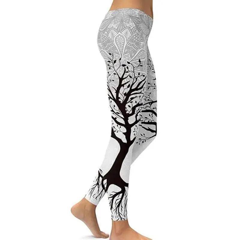 Digital print leggings Fashion leg stretch tight leggings-A White-15