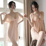 Dress Sleepwear Nightgown Night Wear Summer Sexy Lingerie-Apricot-4