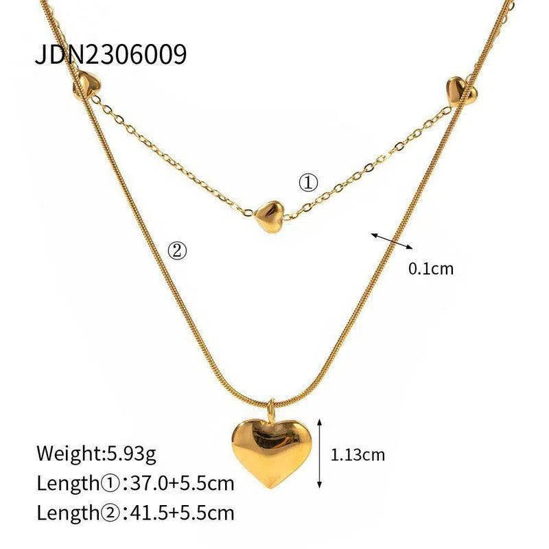 Love Double-layer Necklace 18K Gold-plated Collarbone Necklace-3