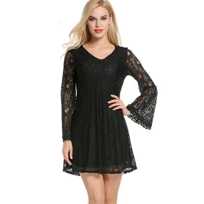 LOVEMI - Lovemi - Elegant lace dress summer sexy V-neck large size