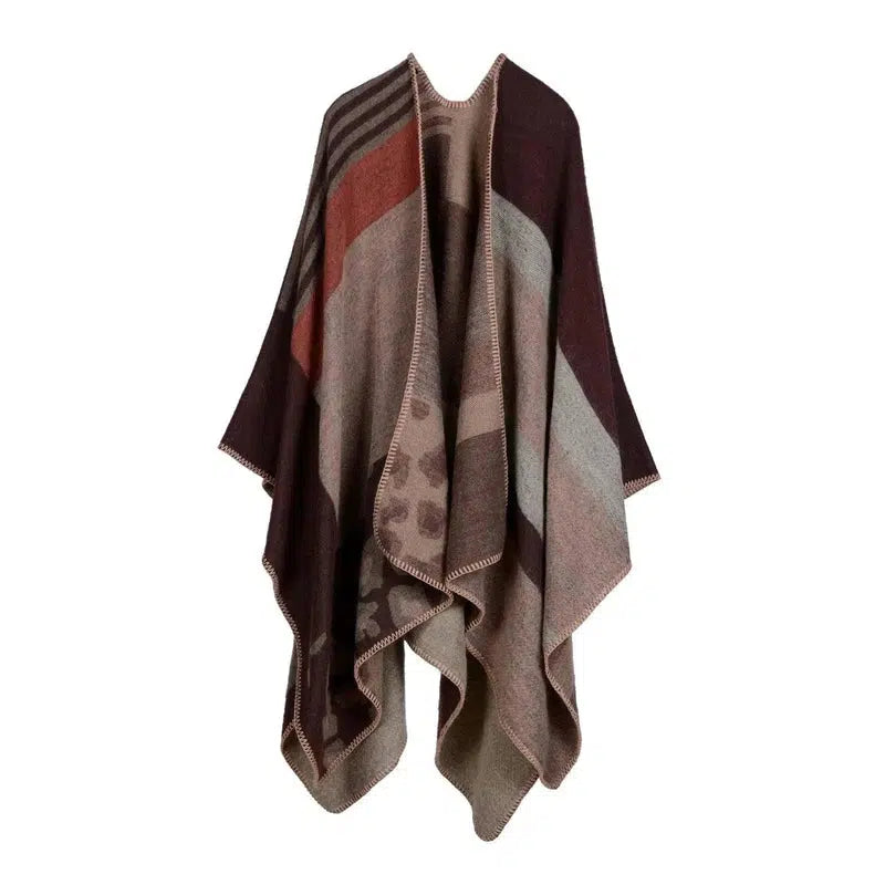 Elegant Large Plaid Cashmere Scarf-36