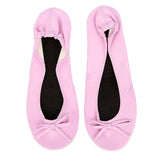 Elegant Satin Ballet Flats with Matching Pouch-Pink-11