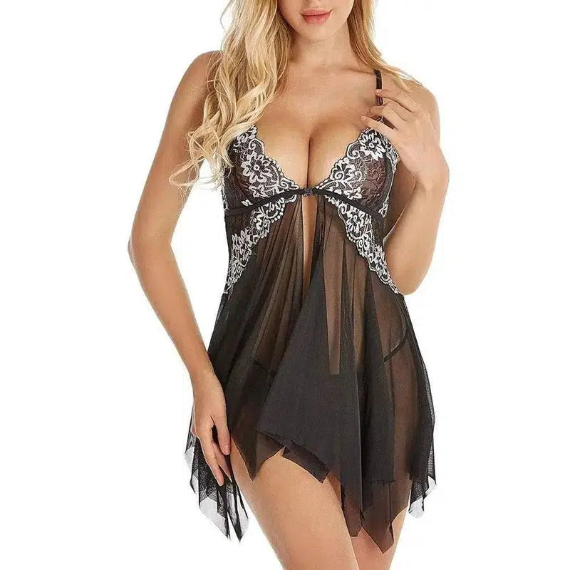 lingerie fun pajamas dress-Black-7