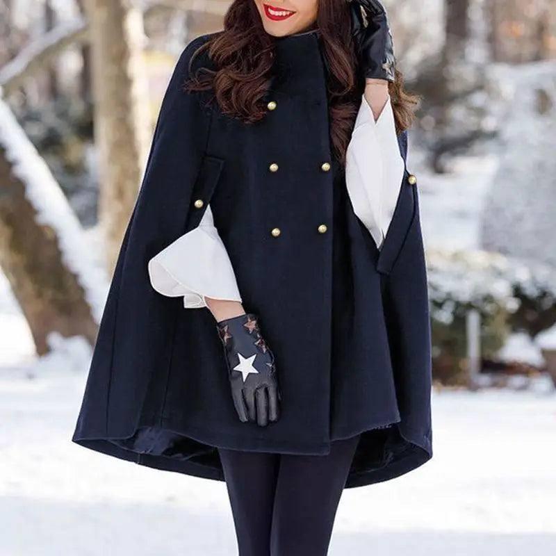 Fashion Casual Women's Loose Woolen Cloak Coat-9