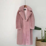 Fashion High Quality Velvet Fur Long Coat Women-Light Purple-5