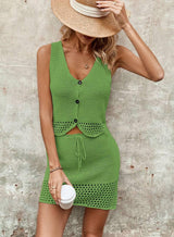 Fashion Solid Color Suit Women's Knitting-Green-7