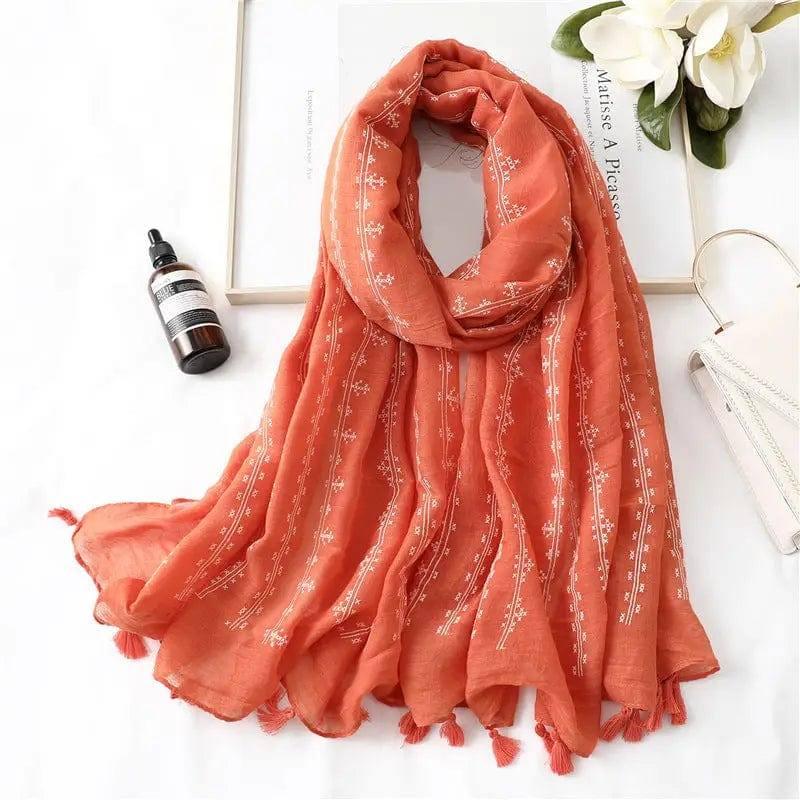 Fashion Tassel Cotton Linen Thin Yarn Scarf-WJ1483-1