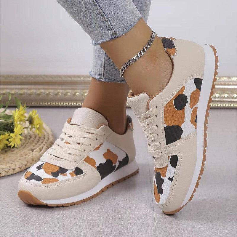 Fashoin Leopard Print Lace-up Sports Shoes For Women Sneakers Casual Running Walking Flat Shoes-8