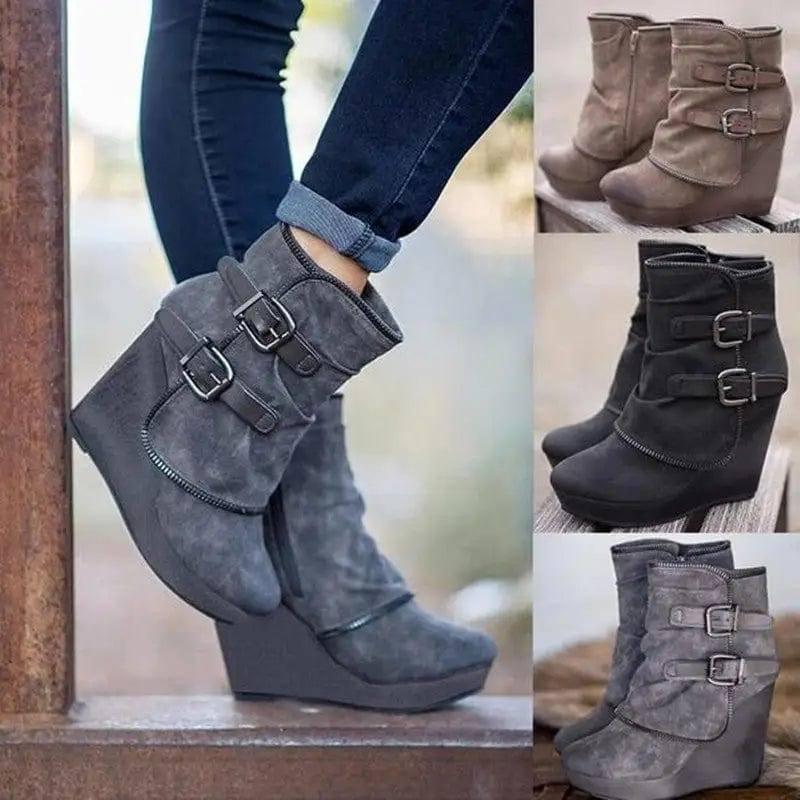 Female Booties With Wedge Heels Platform Boots Women Winter-5