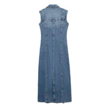 Female Sleeveless Denim Dress-5