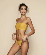 Female Split Tube Top Foreign Trade Fashion Bikini-Yellow-3