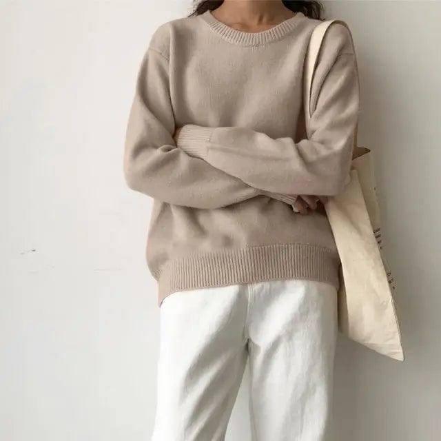 For Sweater Women Sweaters Wool Jumper Basic Korean Fashion-Khaki-10