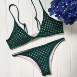 Green Halter Spaghetti Straps Bikinis Swimwear-2