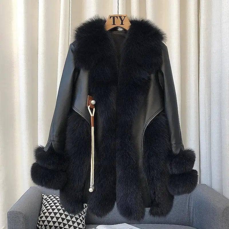 High-end Imported Whole Skin Fox Fur Coat Female-10