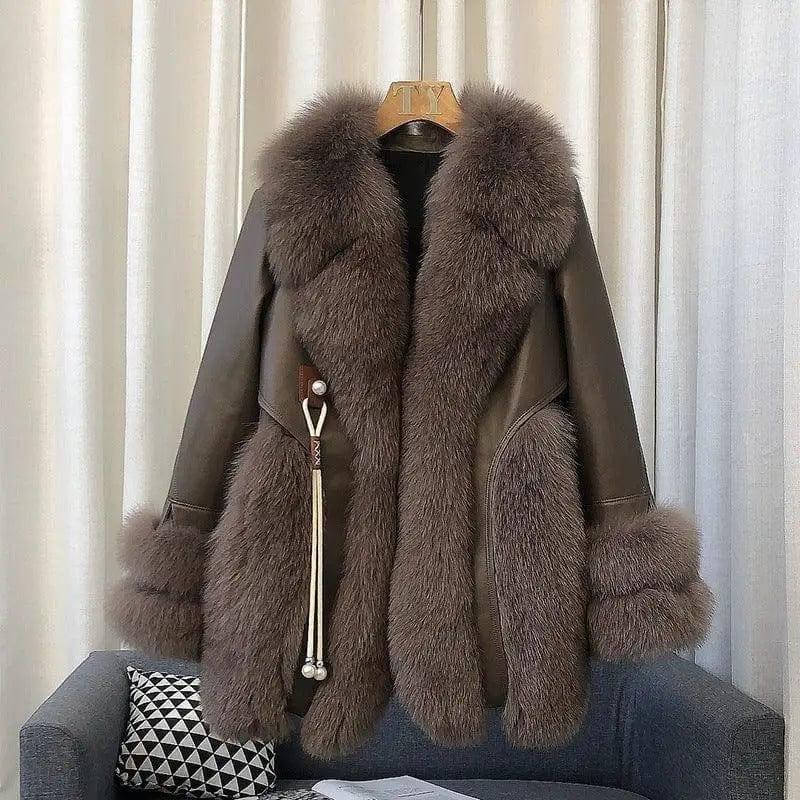 High-end Imported Whole Skin Fox Fur Coat Female-11