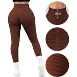 High Waist Seamless Leggings Threaded Knitted Fitness Pants Solid Women's Slimming Sports Yoga Pants Elastic Running Sport Leggings-2