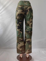 High Waisted Straight Tube Multicolor Camouflage Overalls-2