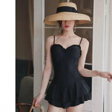 Holiday skirt one-piece swimsuit-Black-2