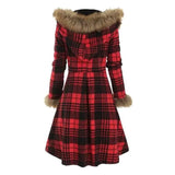 Hooded fur and woolen mid-length coat-2