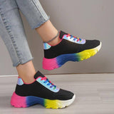 INS Style Rainbow Color Sports Shoes For Women Thick Bottom Lace-up Sneakers Fashion Casual Lightweight Running Walking Shoes-2