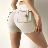 Internet Celebrity Nude Feel Pocket Shorts Yoga Pants-Light Ivory-5