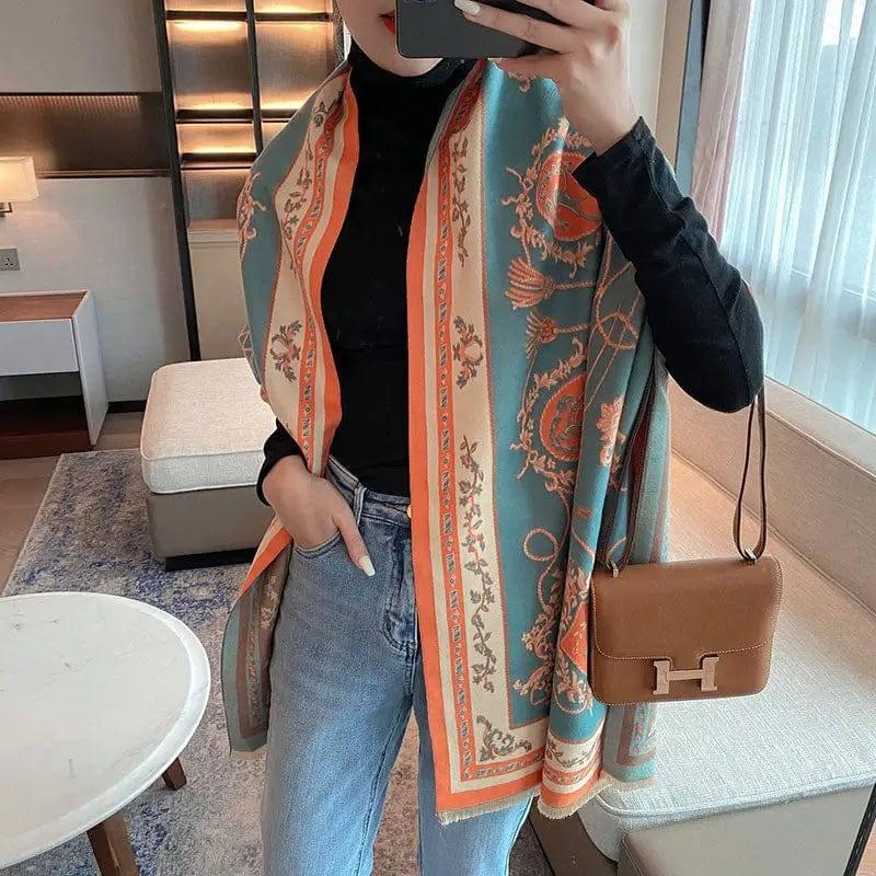 Japanese Patterned Cashmere Scarf For Women In Autumn And-2