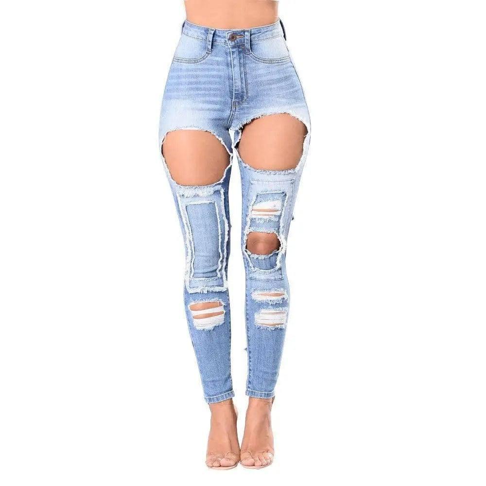 LOVEMI - Jeans ripped explosions women's trousers