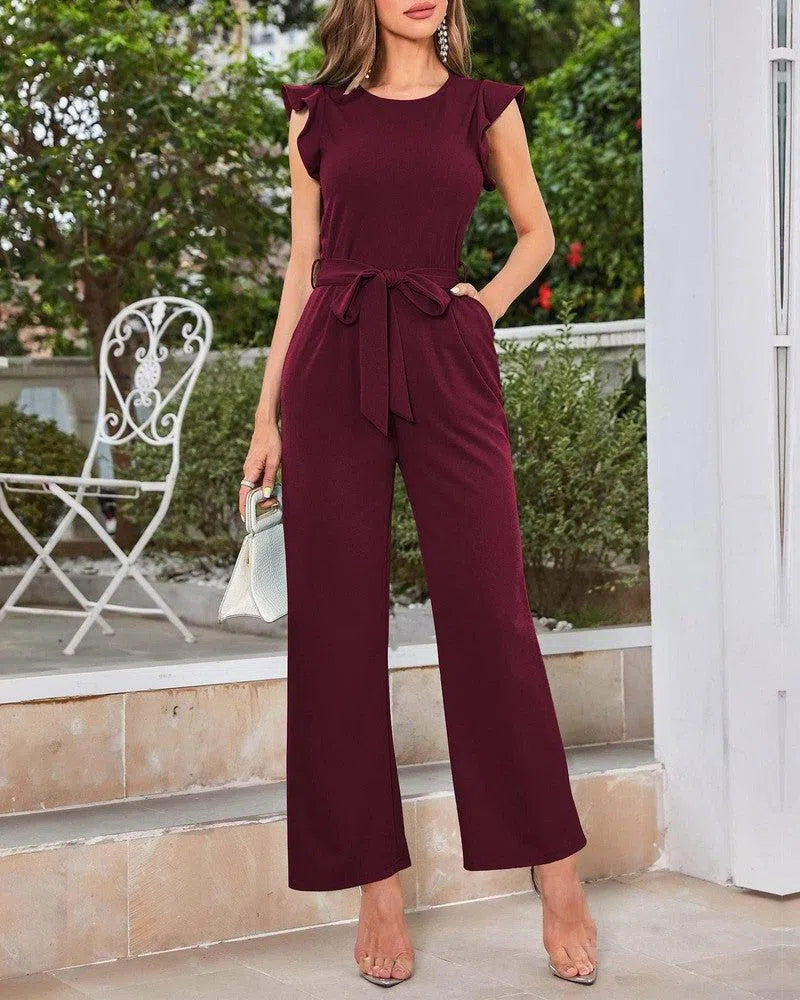 Jumpsuit Women's Ruffled Wide Leg Strap-S-3