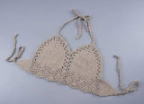 Knitted Hand Hook Bikini Wrap Halter Halter Swimsuit-Khaki-2