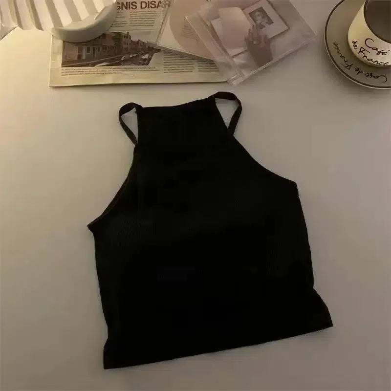 Korean Version Women Tank Tops Thread Solid Casual Fashion-Black-9