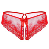 Lace Bow Non-take-off Thong Lingerie-Red-3