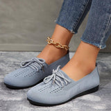 Lace-up Flats Women Fashion Breathable Lazy Shoes-Light Grey-3