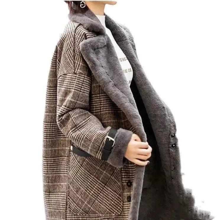 Ladies autumn and winter woolen coat-Coffee-1