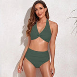 Ladies European And American Multicolor Bikini-Armygreen-3