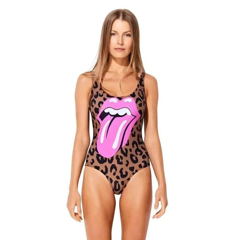 Leopard Print Bikini Backless One Piece-3