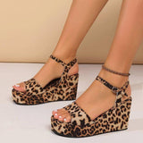 Chic Cheetah Print Wedge Sandals for Women-2