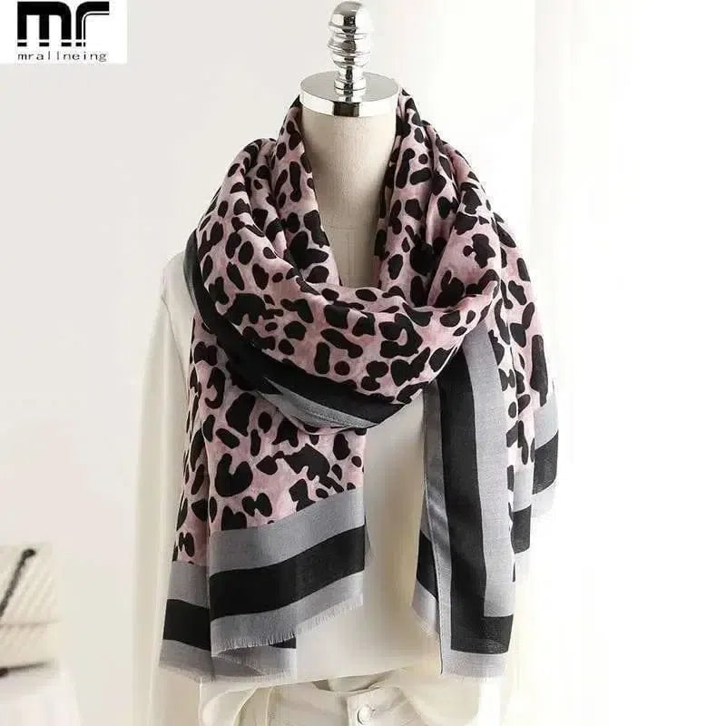 Leopard Scarf Spring And Autumn Korean Version Of Female-Pink-2