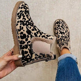 Leopard Shoes Warm Plush Ankle Boots For Women-1