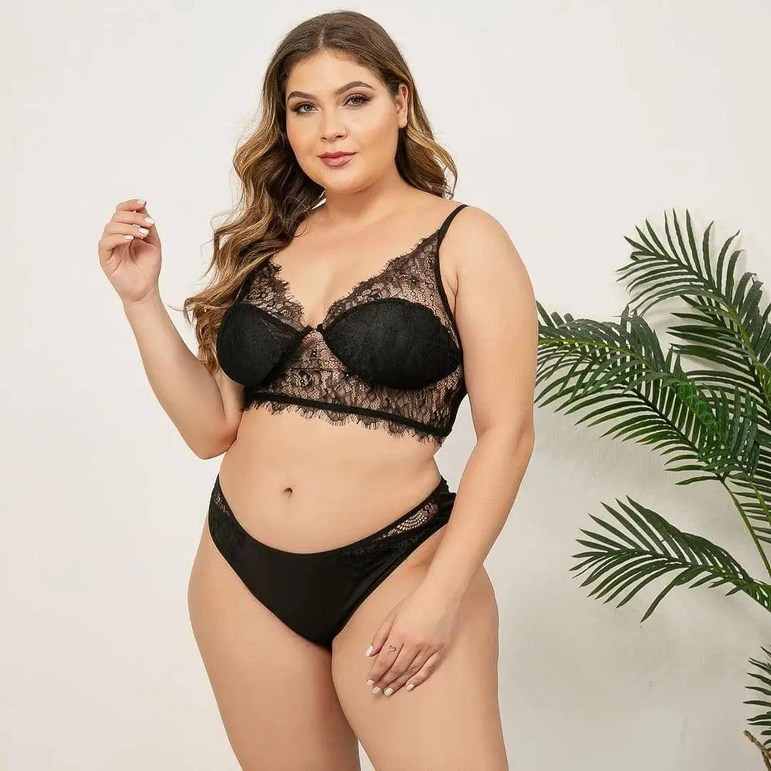 Lingerie grande taille Velours-Black-4