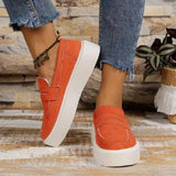 New Loafers Platform Round Toe Slip-on Shoes For Women Outdoor Casual Walking Shoes-Orange-5