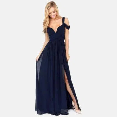 Long Floor Length Elegant Greek Style Chiffon Pleated Dress-5