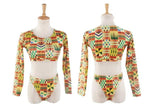 Long Sleeve Bikini 4 Color T-Pants Digital Print Swimsuit-Fivestars-2