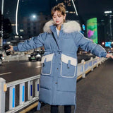 Long thick down jacket-Blue-6