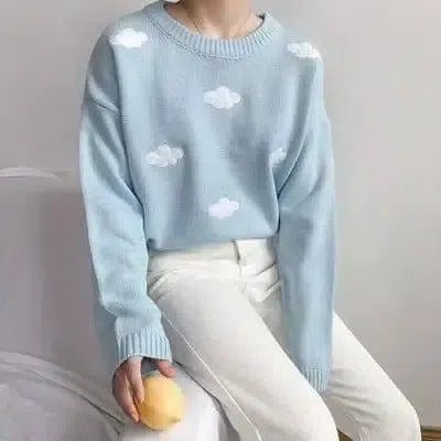 Loose cloud sweater sweater-Blue-1