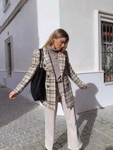 Chic Tweed Jacket & Skirt Set with Knee-High Boots-Culottes-3